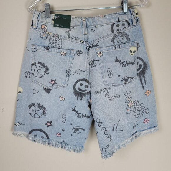 Wild Fabel High-Rise Doodle Bermuda Shorts Size 6 - Picture 3 of 9